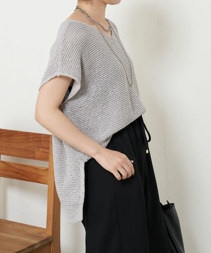 法式寬袖網眼針織衫