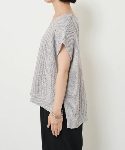 法式寬袖網眼針織衫