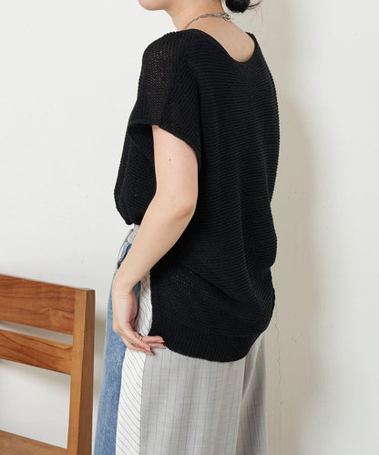法式寬袖網眼針織衫