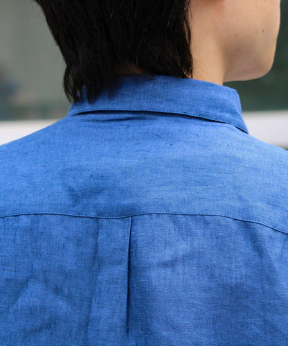【GLOSTER】法國鬥牛犬刺繡 亞麻 七分袖襯衫