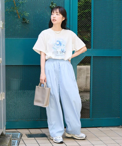 <接觸冷感> 夏季冰感 折褶 曲線 休閒褲 <套裝搭配適用>