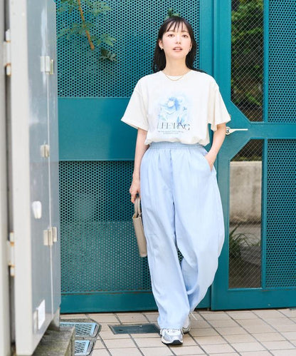 <接觸冷感> 夏季冰感 折褶 曲線 休閒褲 <套裝搭配適用>