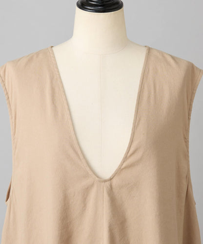 亞麻混合U領喇叭西裝外套