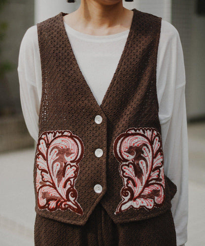aguni拼接刺繡馬甲