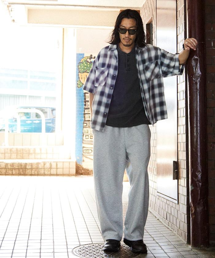 磨邊處理 開領 漸變格子襯衫 短袖