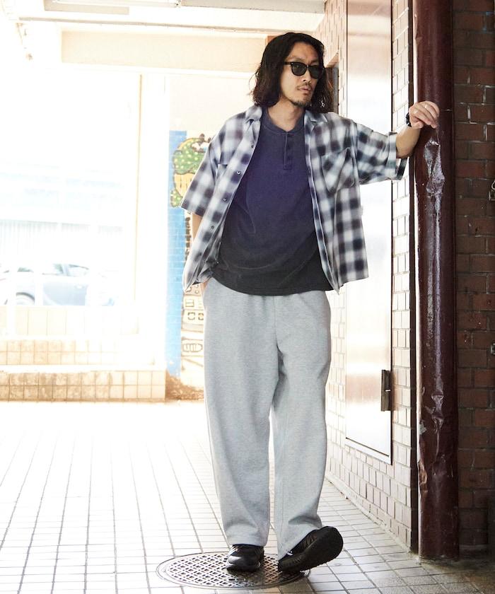 磨邊處理 開領 漸變格子襯衫 短袖