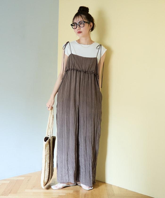 水洗處理 褶邊 增厚 揹帶褲