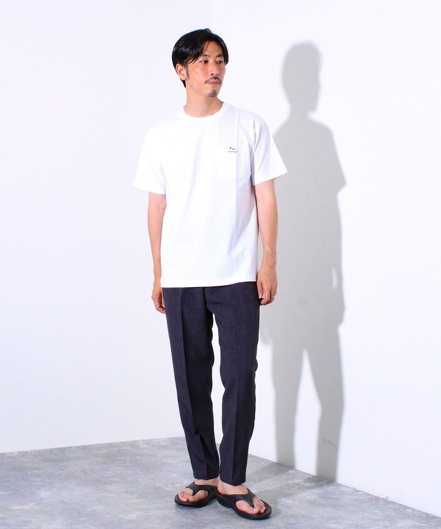 【GLOSTER】開口天竺法蘭絨口袋T 圓領T恤