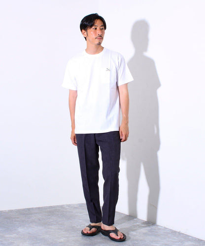 【GLOSTER】開口天竺法蘭絨口袋T 圓領T恤