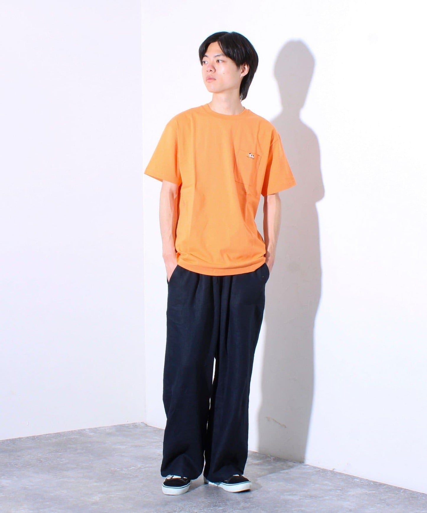 【GLOSTER】開口天竺法蘭絨口袋T 圓領T恤