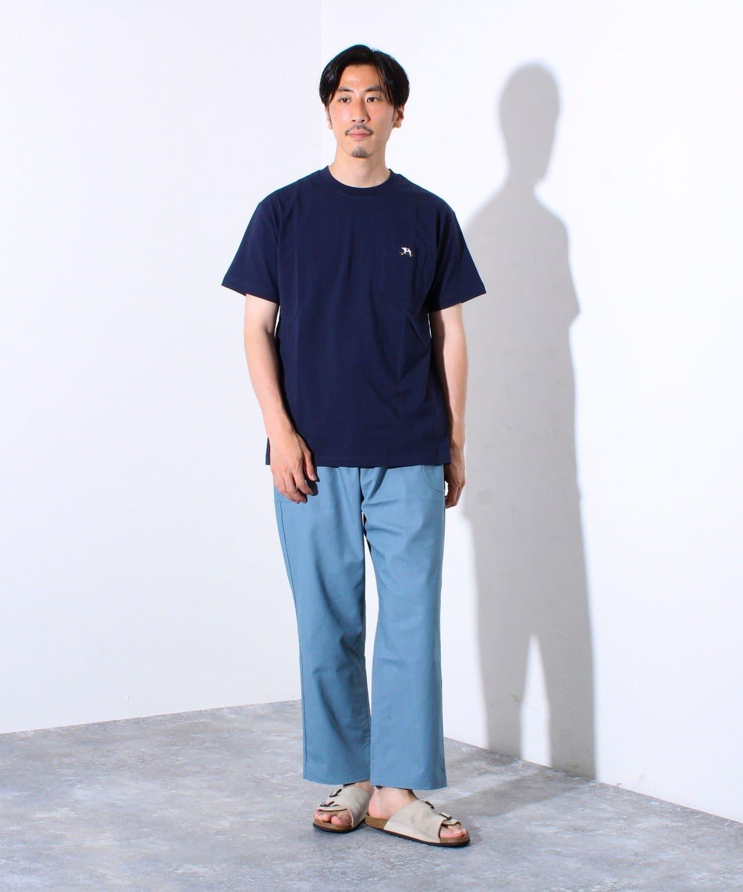 【GLOSTER】開口天竺法蘭絨口袋T 圓領T恤