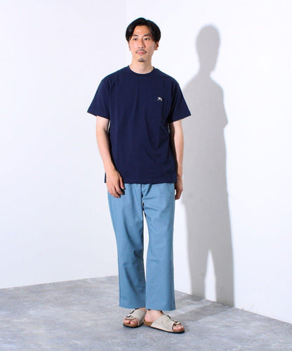 【GLOSTER】開口天竺法蘭絨口袋T 圓領T恤