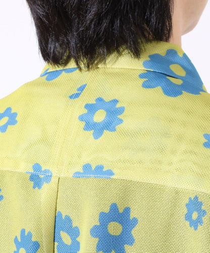 【GLOSTER】花朵網眼襯衫短袖開領襯衫