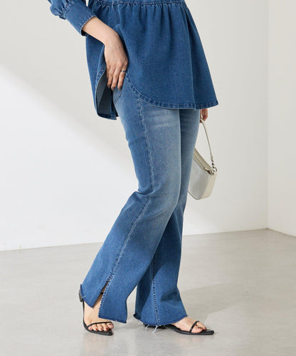 【可剪裁長度/彈性◎】Q.anos 自剪牛仔褲