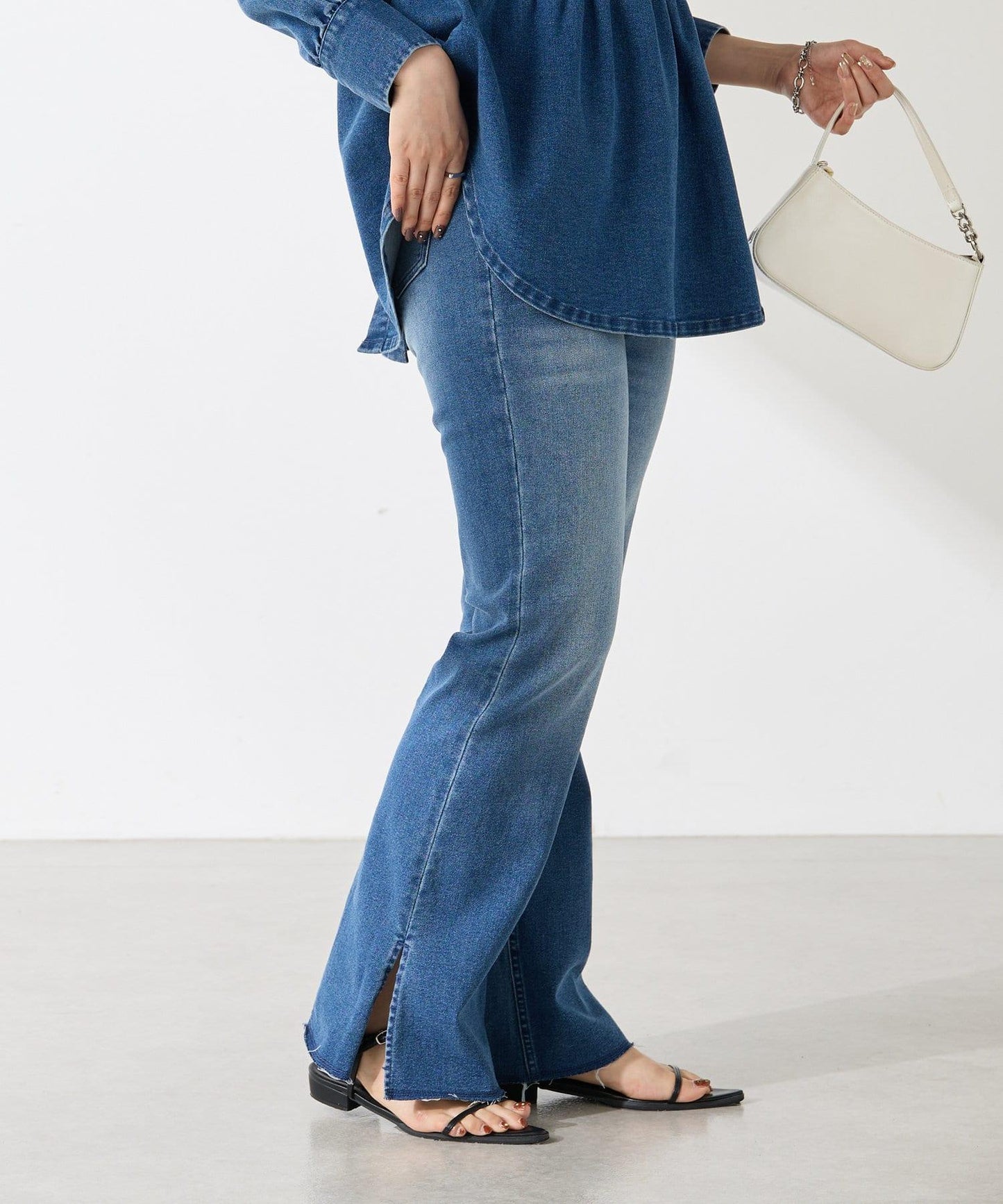 【可剪裁長度/彈性◎】Q.anos 自剪牛仔褲