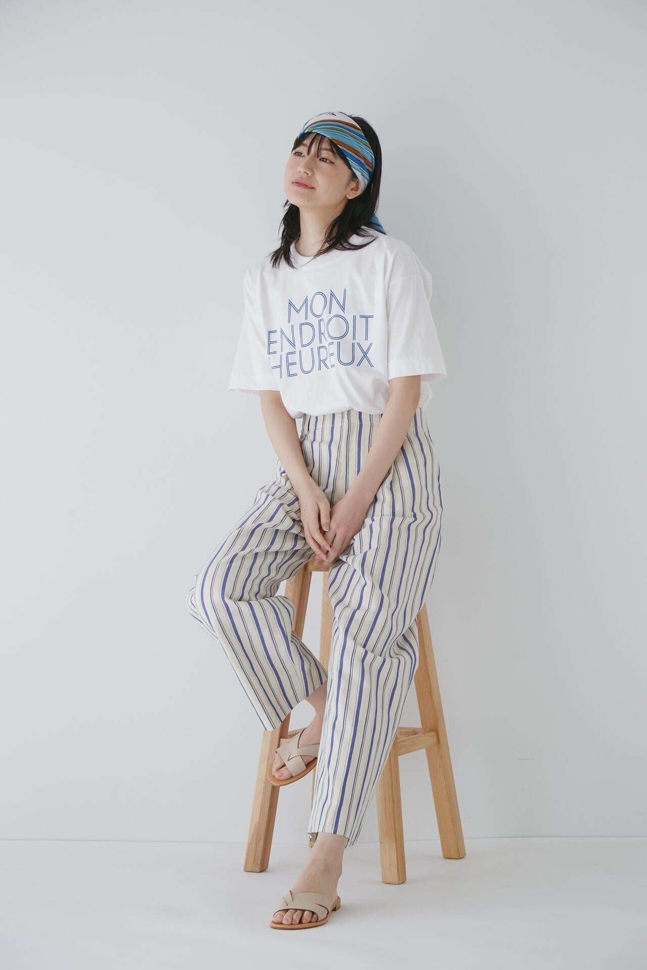棉麻條紋褲