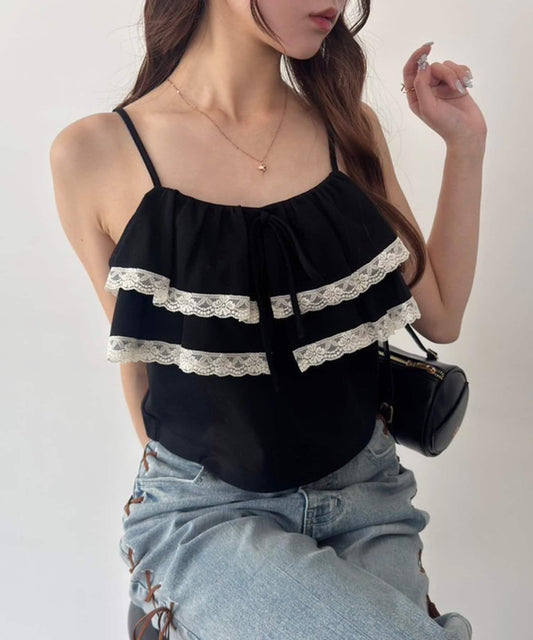 【一件接一件】荷葉邊吊帶背心