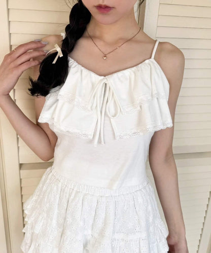 【一件接一件】荷葉邊吊帶背心