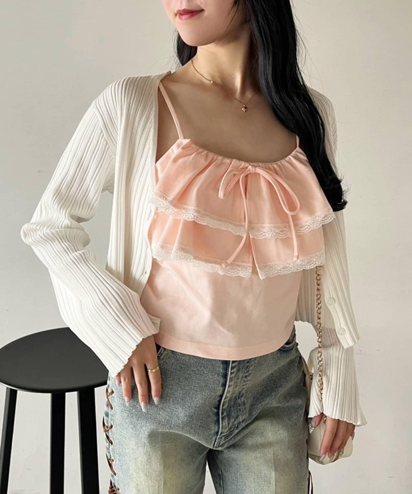 【一件接一件】荷葉邊吊帶背心