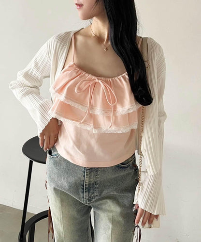 【一件接一件】荷葉邊吊帶背心