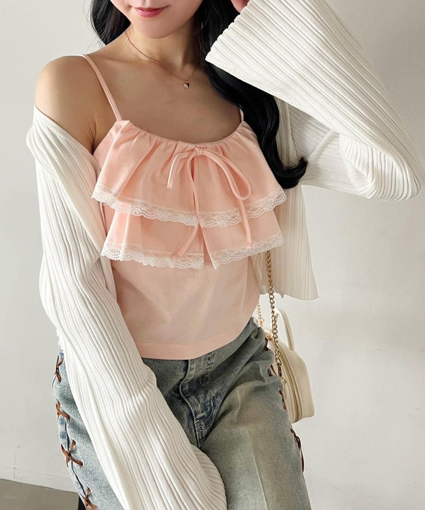 【一件接一件】荷葉邊吊帶背心