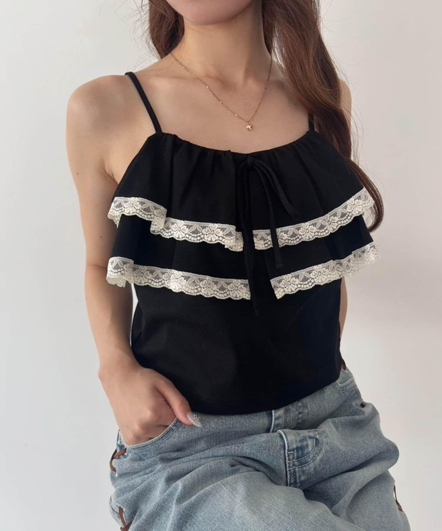 【一件接一件】荷葉邊吊帶背心