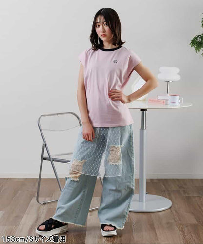 法式短袖一點繡T-shirt