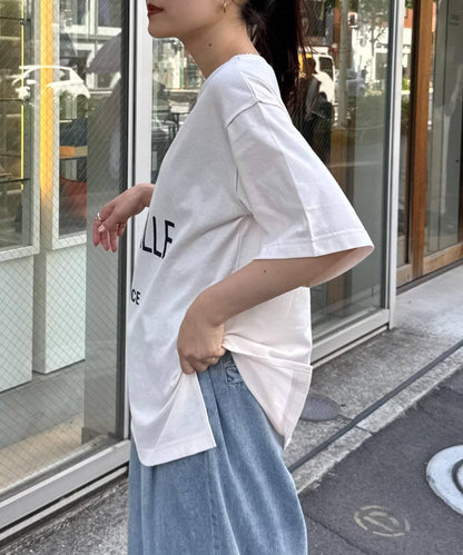 梨地花紋拼接短袖T恤