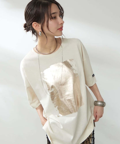 【NUNIFE/】箔印花大T-shirt
