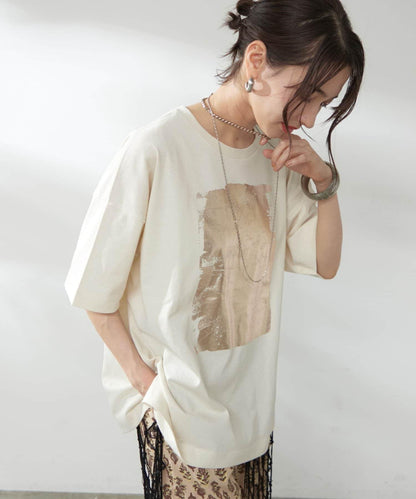 【NUNIFE/】箔印花大T-shirt