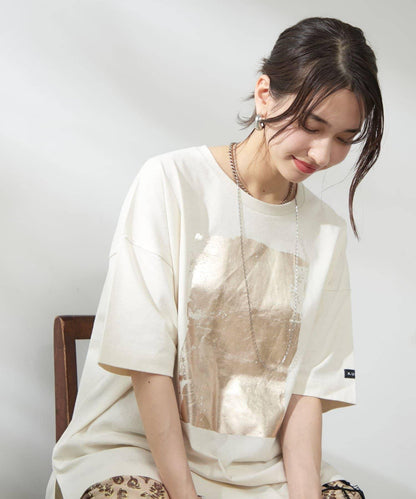 【NUNIFE/】箔印花大T-shirt