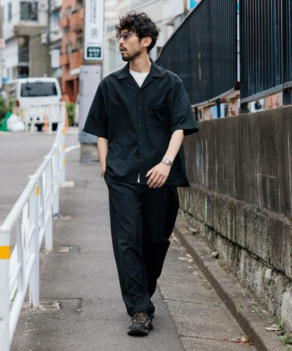 速乾材料 舒適版型 開領襯衫 短袖 亞麻風