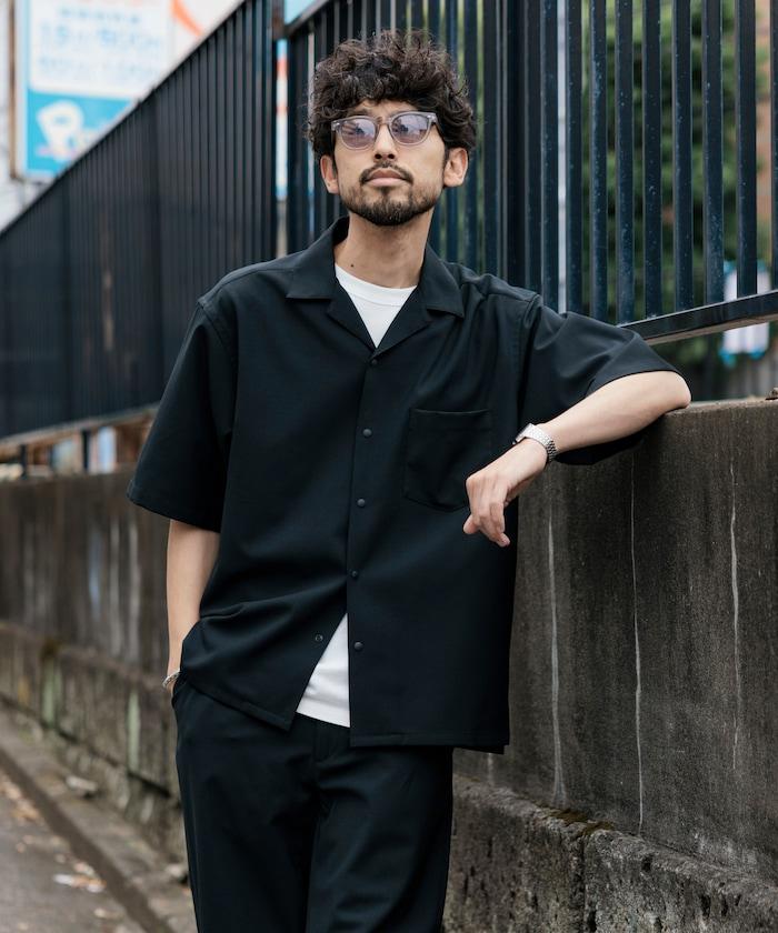 速乾材料 舒適版型 開領襯衫 短袖 亞麻風