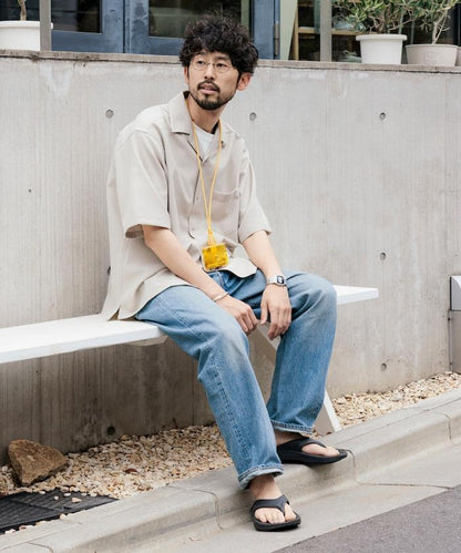 速乾材料 舒適版型 開領襯衫 短袖 亞麻風