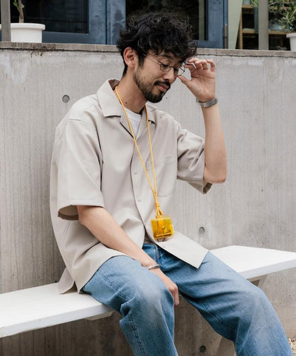 速乾材料 舒適版型 開領襯衫 短袖 亞麻風