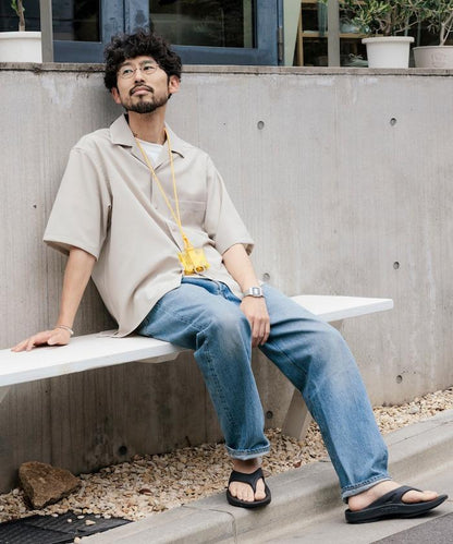 速乾材料 舒適版型 開領襯衫 短袖 亞麻風