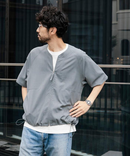 速乾材料 舒適版型 無領 棒球衫 短袖 亞麻風 居家護理