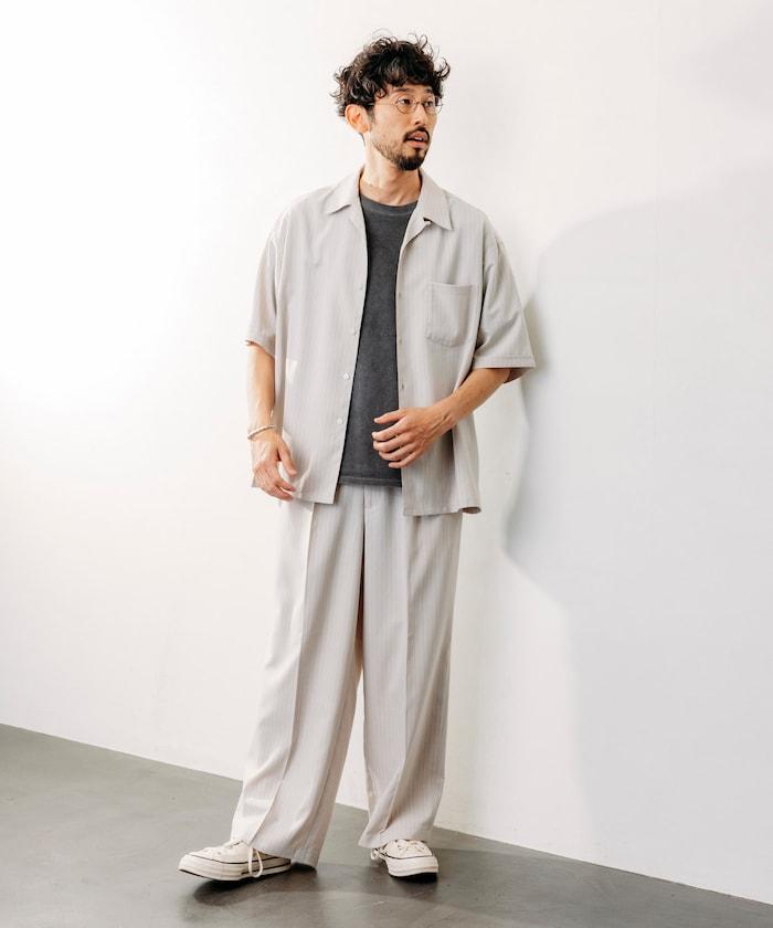 Reflax 功能性材料 輕鬆合身 條紋 開領襯衫 短袖