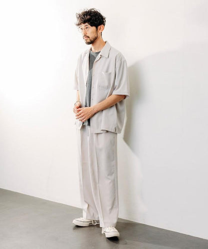 Reflax 功能性材料 寬鬆剪裁 輕鬆條紋西褲