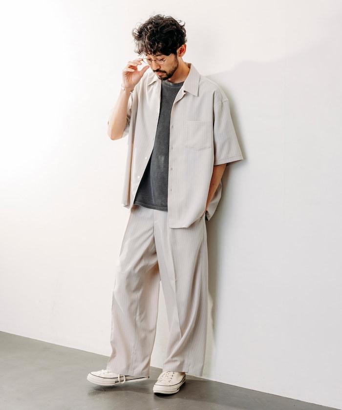 Reflax 功能性材料 寬鬆剪裁 輕鬆條紋西褲