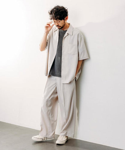 Reflax 功能性材料 寬鬆剪裁 輕鬆條紋西褲