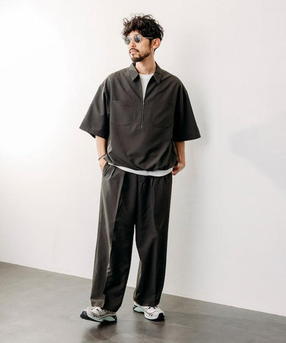 Reflax 功能性材料 輕鬆合身 半拉鍊襯衫 短袖