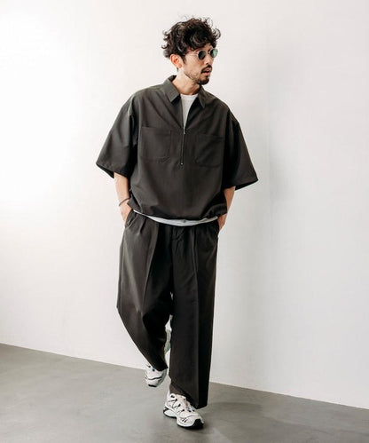 Reflax 功能性材料 輕鬆合身 半拉鍊襯衫 短袖