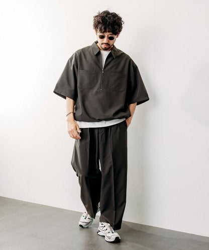 Reflax 功能性材料 輕鬆合身 半拉鍊襯衫 短袖