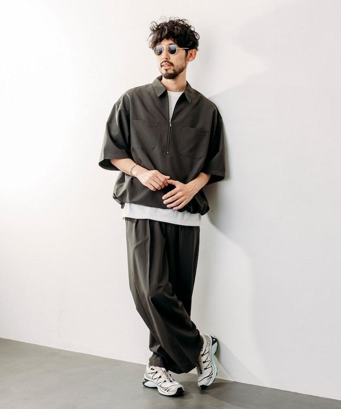 Reflax 功能性材料 輕鬆合身 半拉鍊襯衫 短袖