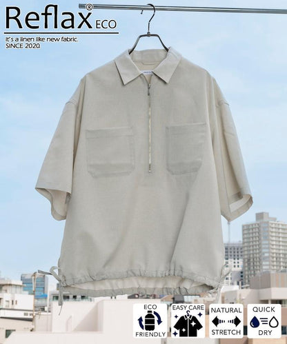 Reflax 功能性材料 輕鬆合身 半拉鍊襯衫 短袖