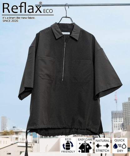 Reflax 功能性材料 輕鬆合身 半拉鍊襯衫 短袖