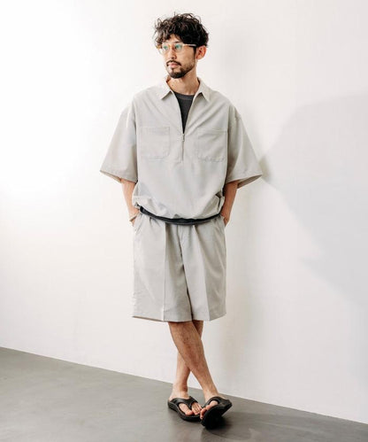 Reflax 功能性材料 輕鬆合身 半拉鍊襯衫 短袖