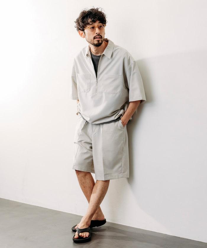 Reflax 功能性材料 輕鬆合身 半拉鍊襯衫 短袖