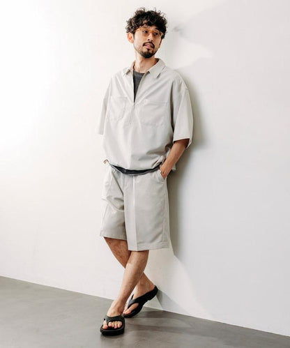 Reflax 功能性材料 輕鬆合身 半拉鍊襯衫 短袖